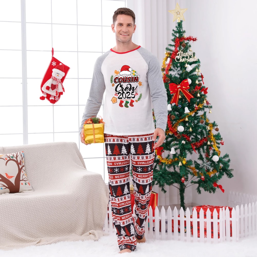 Cousin Crew 2025 Family Matching Christmas Pajamas for Adults Kids and Baby
