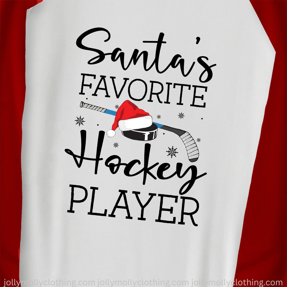 Santa's Favorite Hockey Player Family Matching Pajamas Red Buffalo Plaid