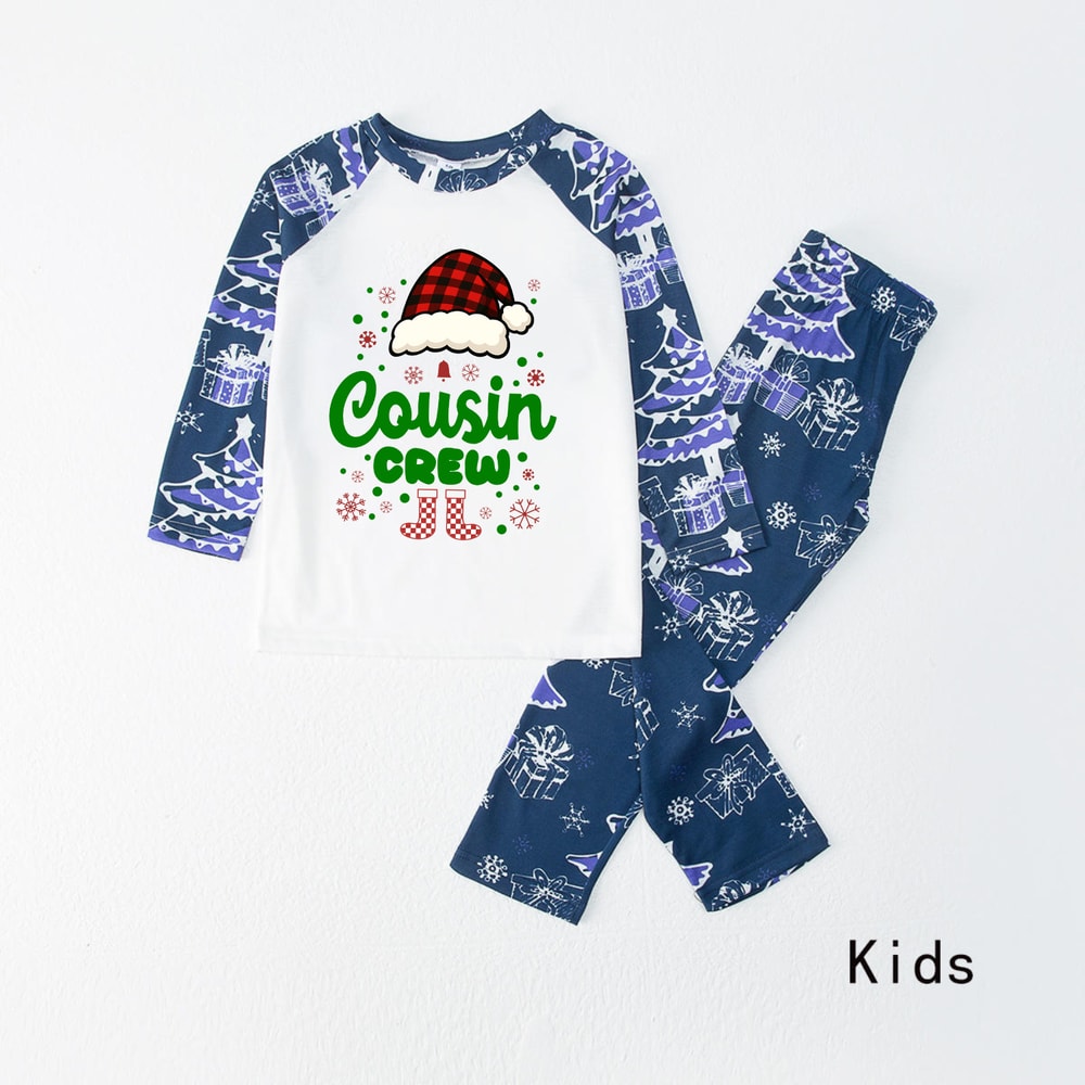 Cozy Cousin Crew Family Christmas Pajamas Blue Holiday Matching Set
