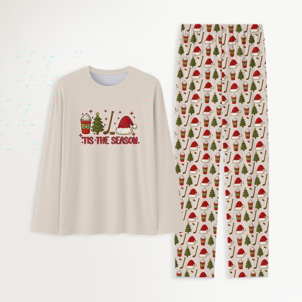 Hockey Christmas Family Matching Pajamas Tis The Season