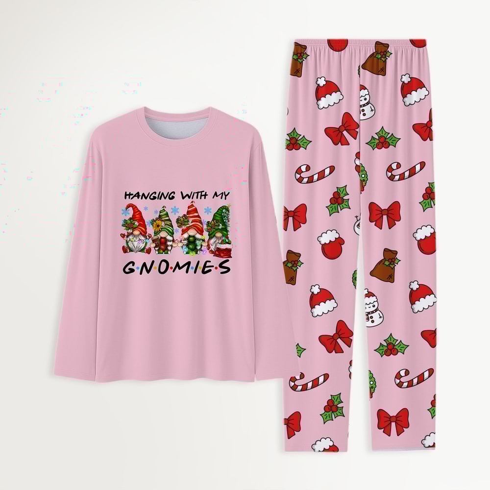 Pink Gnomies Family Matching Christmas Pajamas