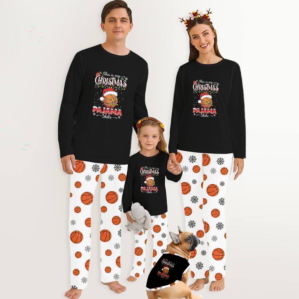 This Is My Christmas Pajama Basketball Matching Family Black Set