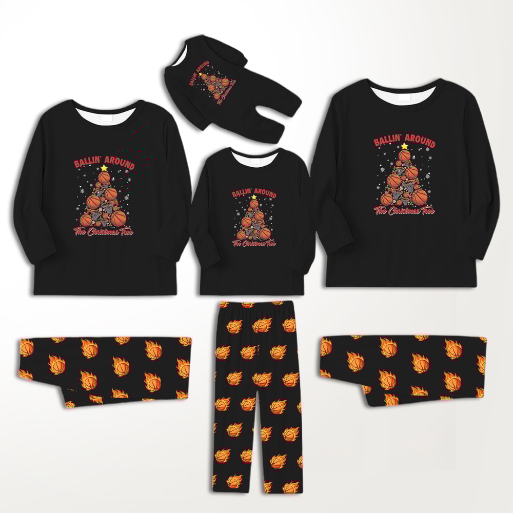 Basketball Family Christmas Pajamas Matching PJs for Men Women Kids and Dog