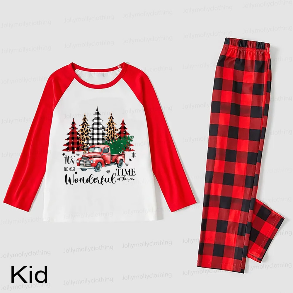 Farmhouse Christmas Red Truck Matching Pajamas