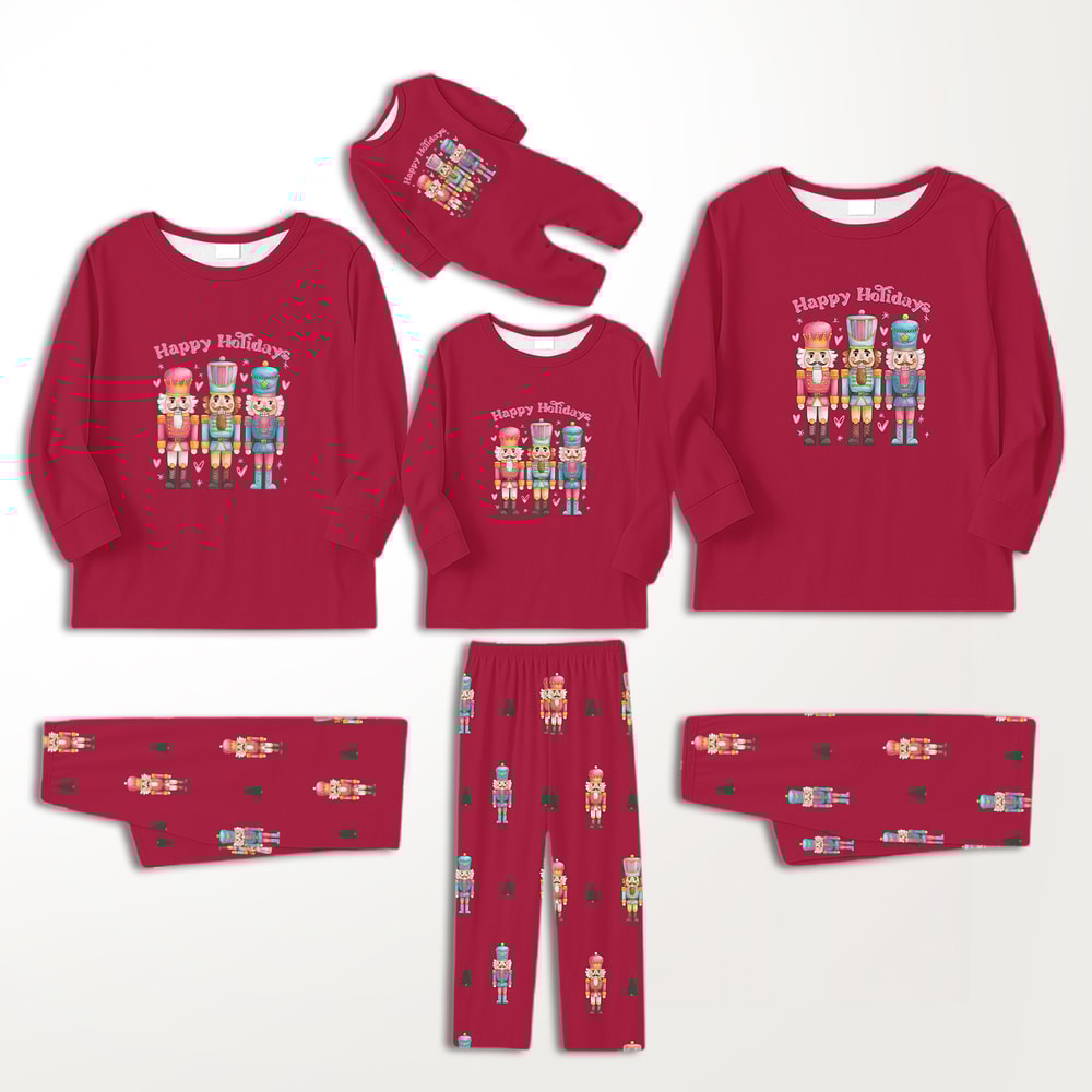 Nutcracker Family Matching Christmas Pajamas Pink Set