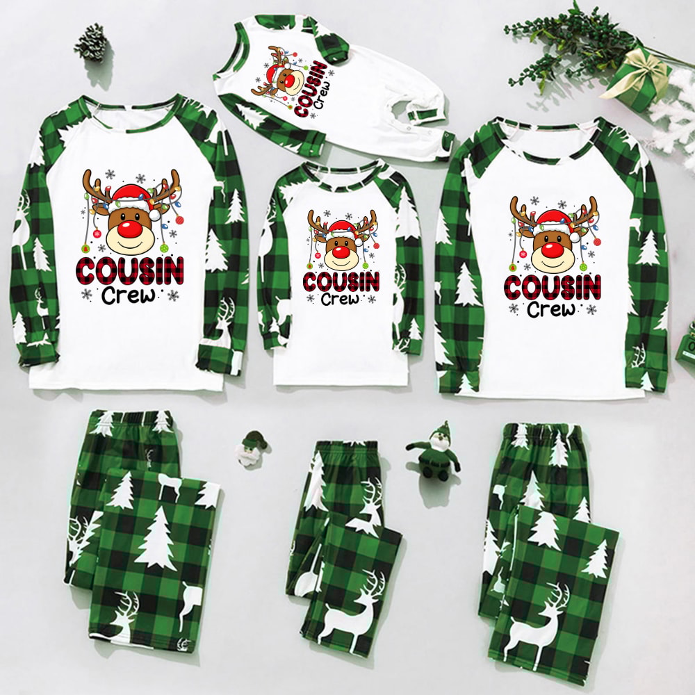 Cousin Crew Green Christmas Family Matching Pajamas Holiday Set