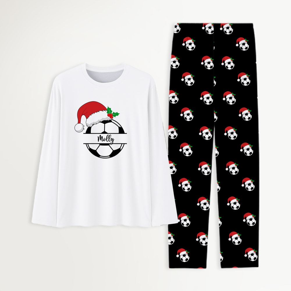 Custom Name Christmas Soccer Ball Family Matching Pajamas