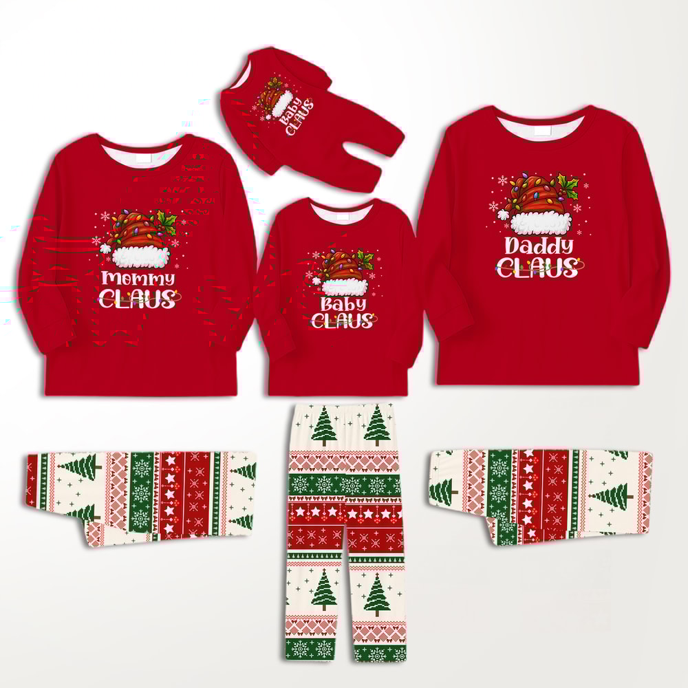Personalized Red Family Christmas Claus Pajama Set