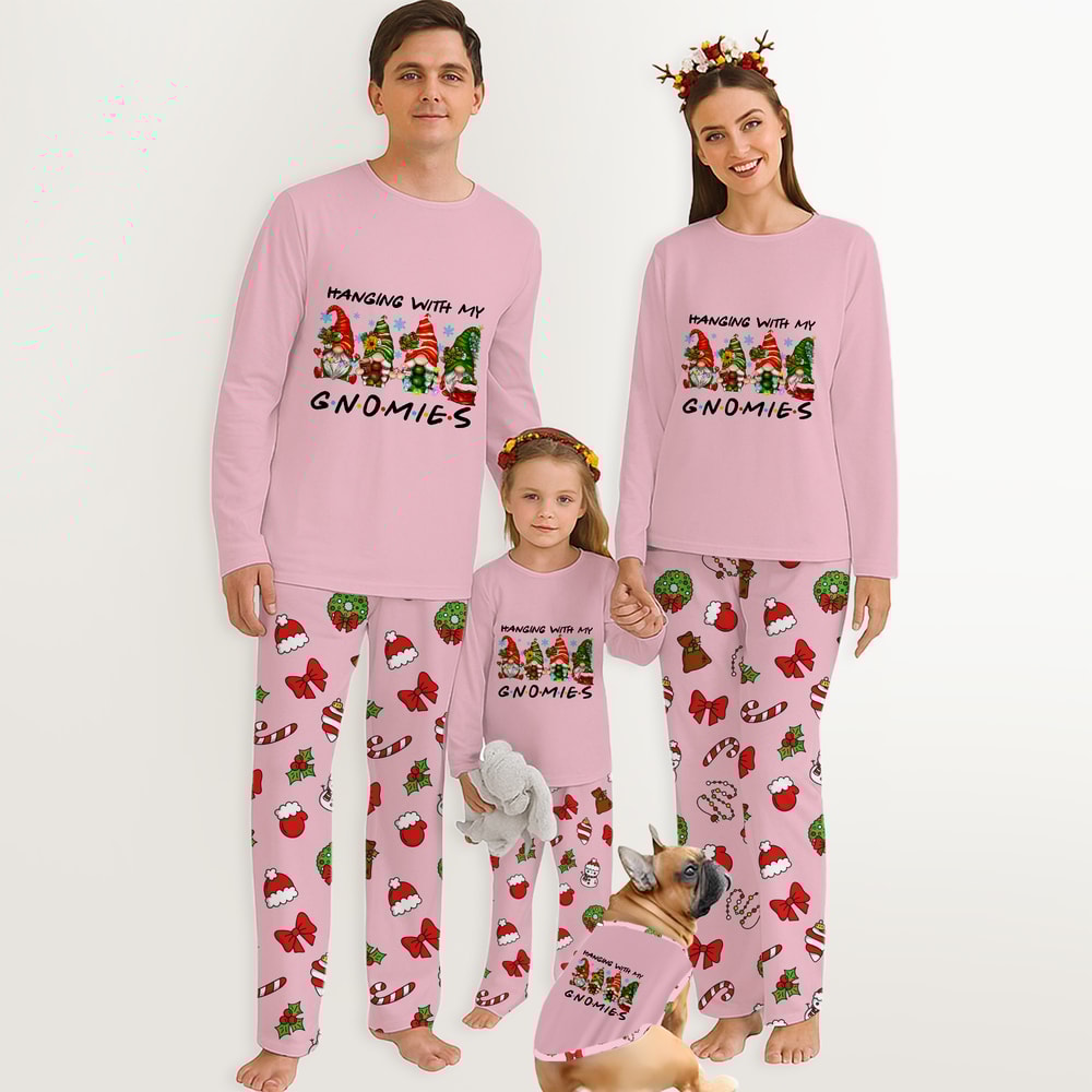 Pink Gnomies Family Matching Christmas Pajamas