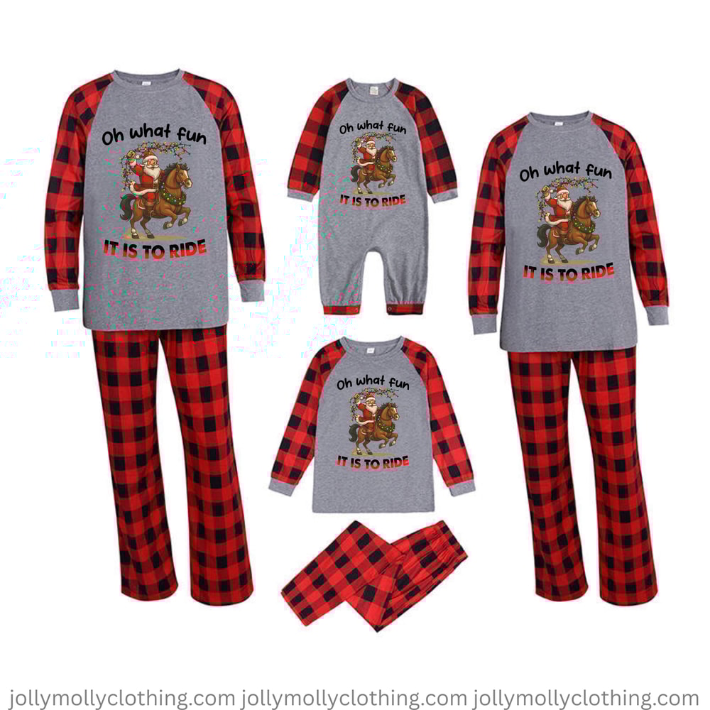 Santa Horse Ride Family Matching Christmas Pajamas