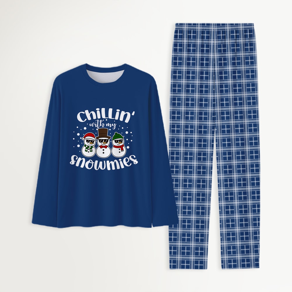 Winter Snowman Loungewear Family  Christmas Matching Set Navy