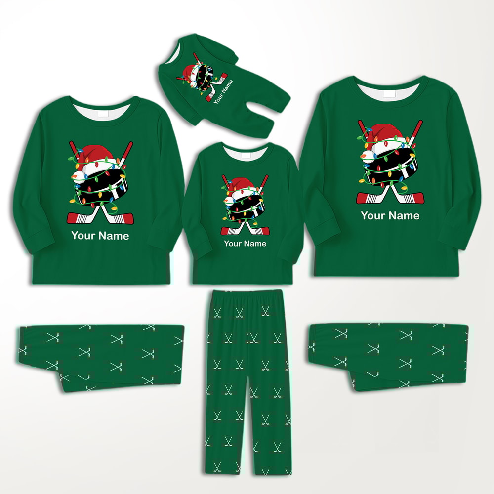 Personalized Hockey Family Christmas Pajamas Set for the Whole Family 