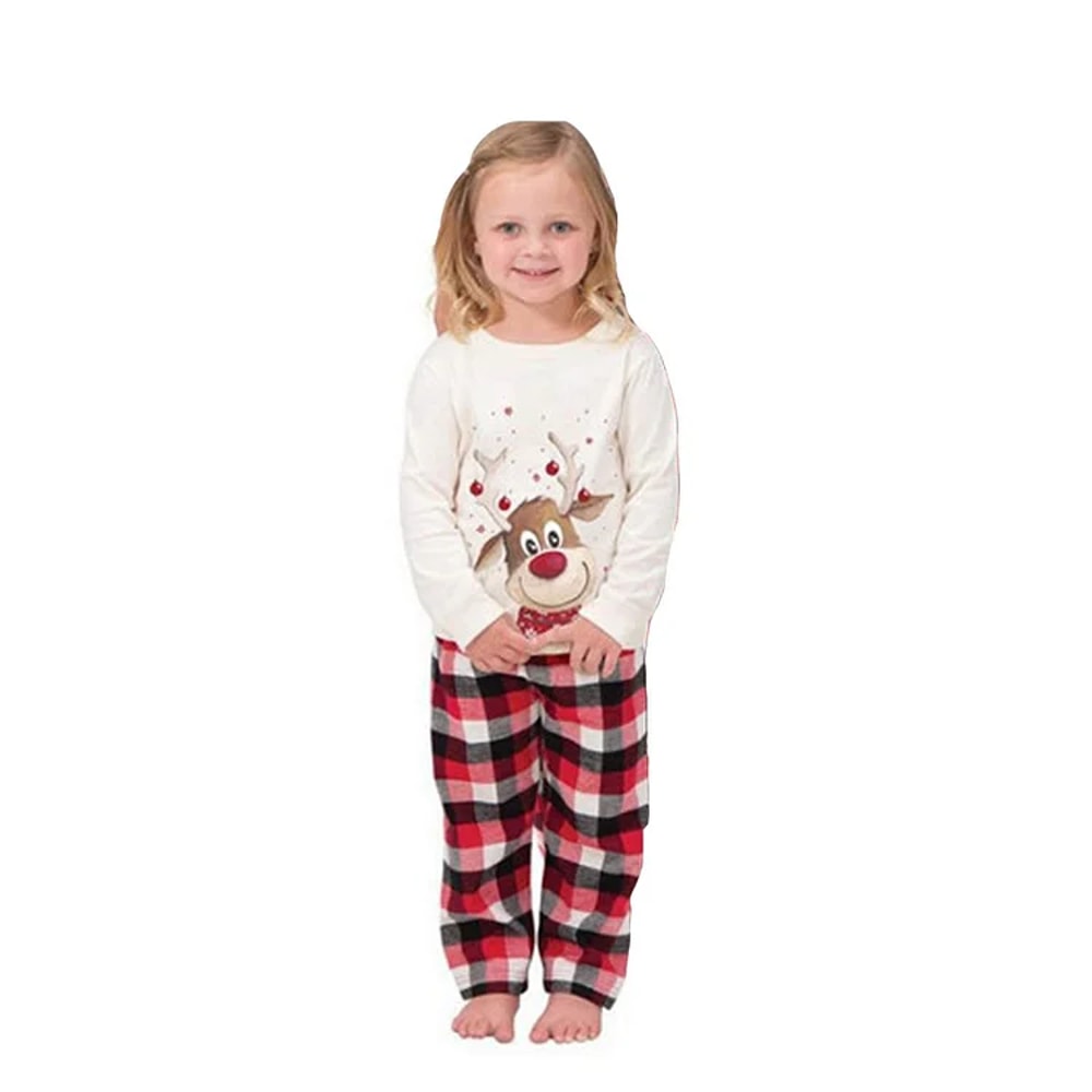 Reindeer Christmas Family Matching Pajamas Plaid Set