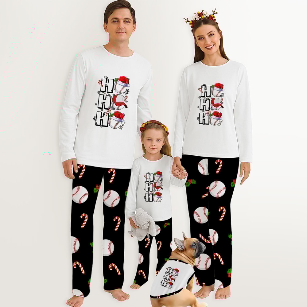 Ho Ho Ho Baseball Family Matching Christmas Pajamas