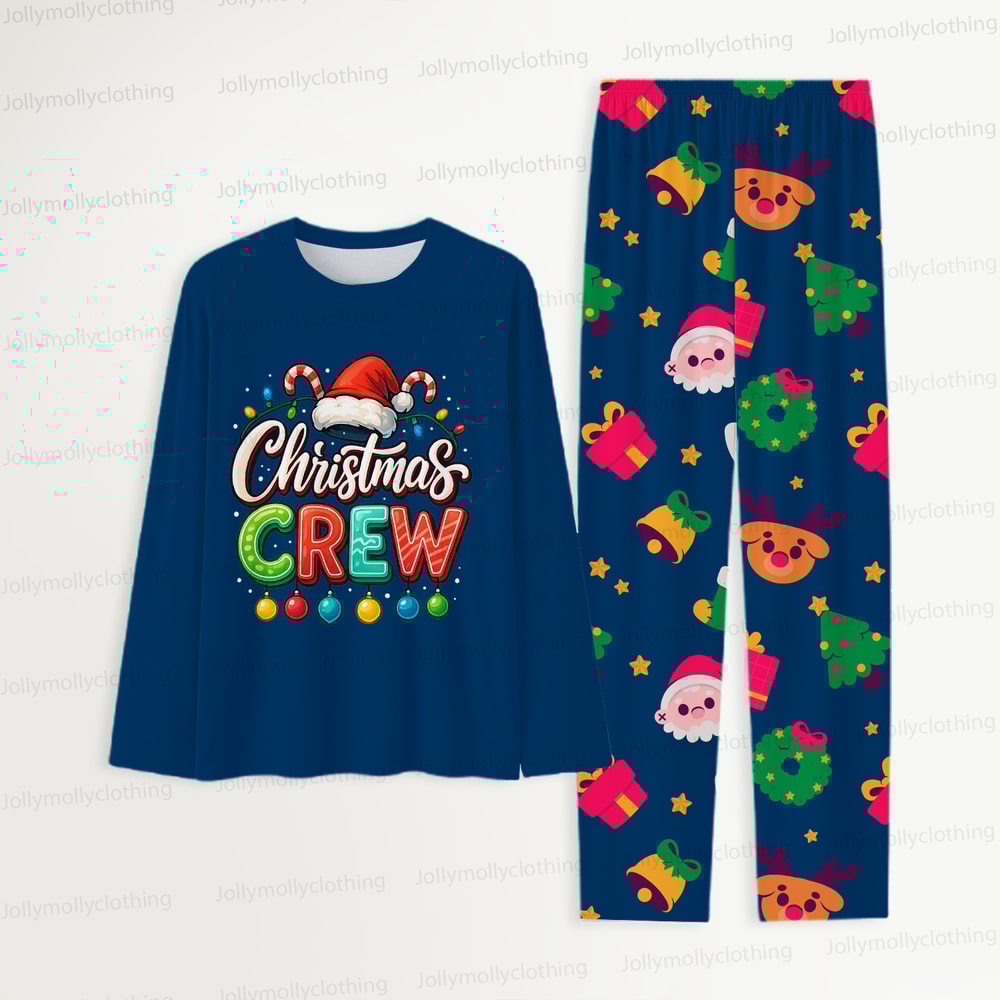 Christmas Crew Navy Blue Matching Pajama Set for Family & Pet