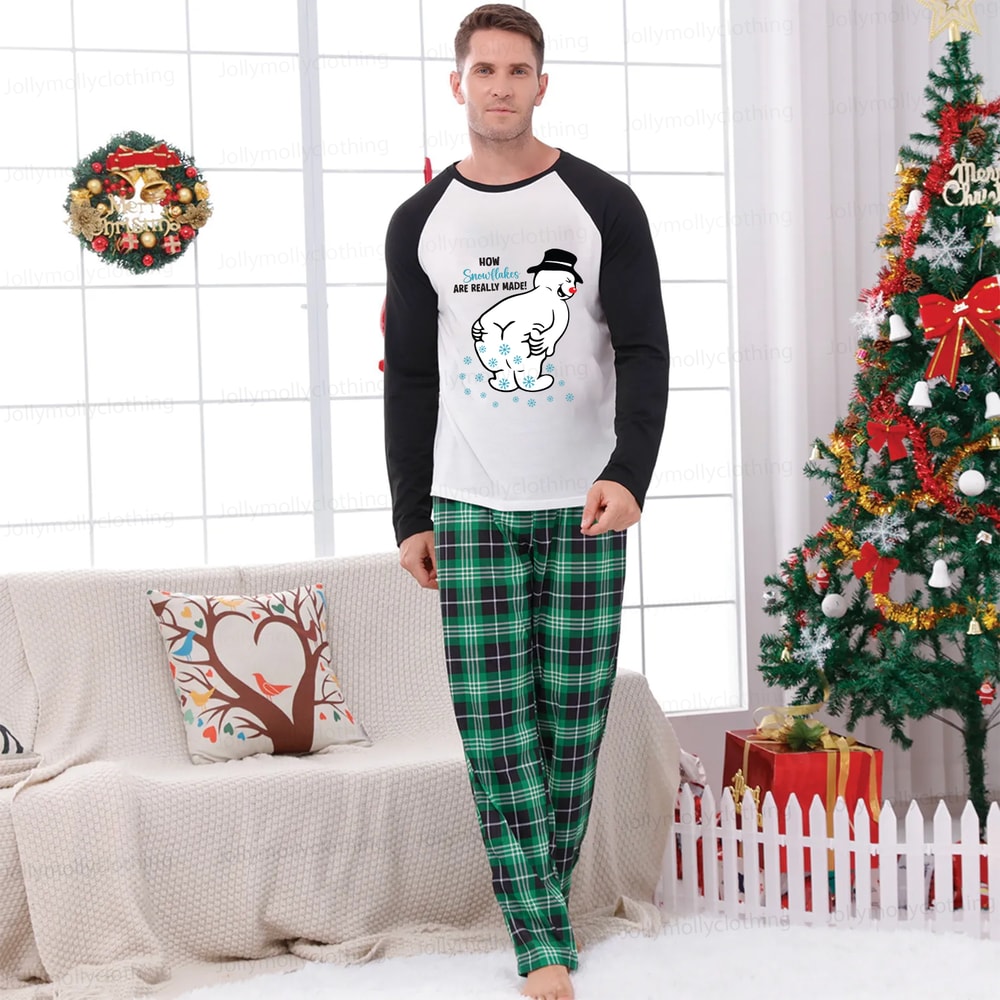 How Snowflakes Are Really Made Matching Family Christmas PJs with Funny Snowman