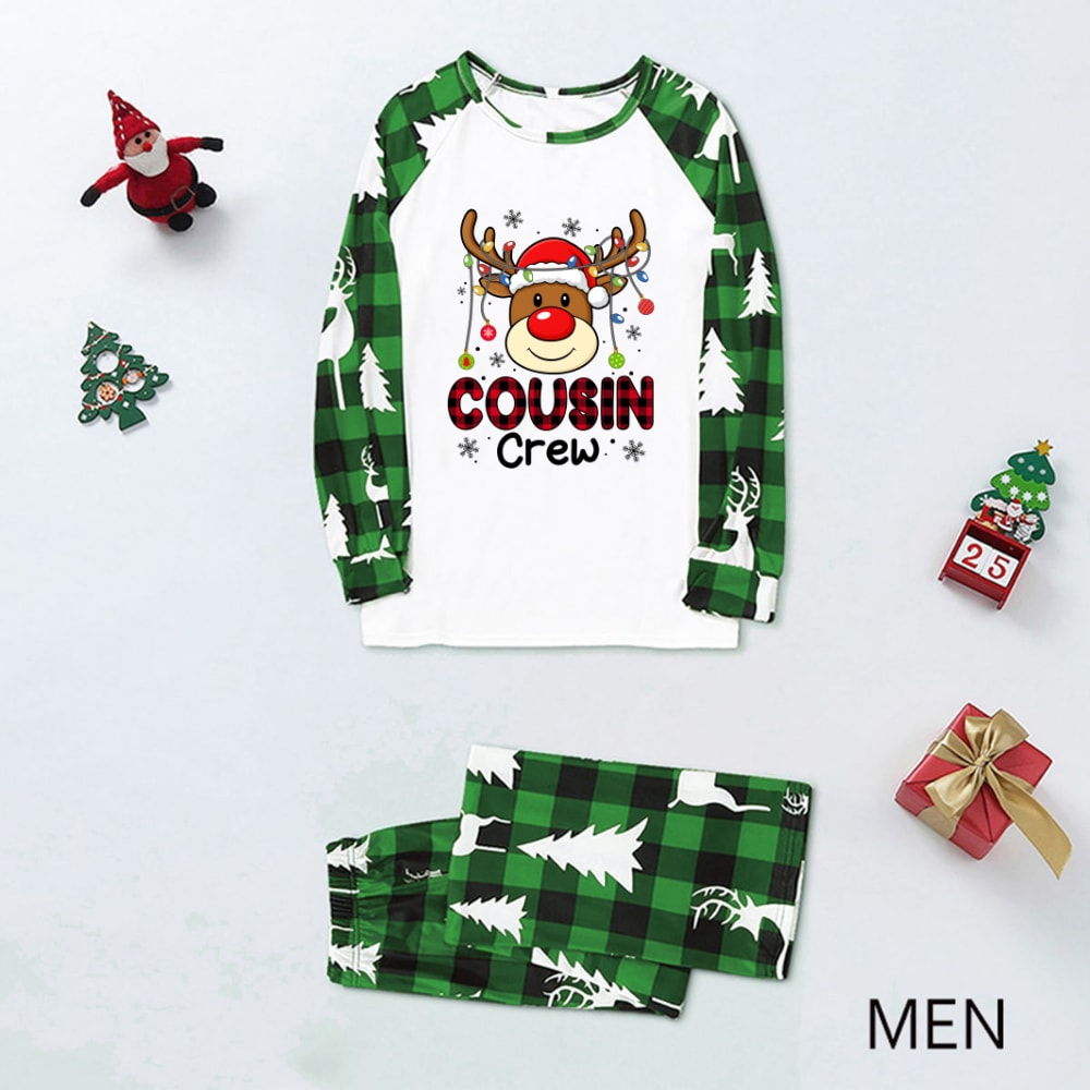 Cousin Crew Green Christmas Family Matching Pajamas Holiday Set