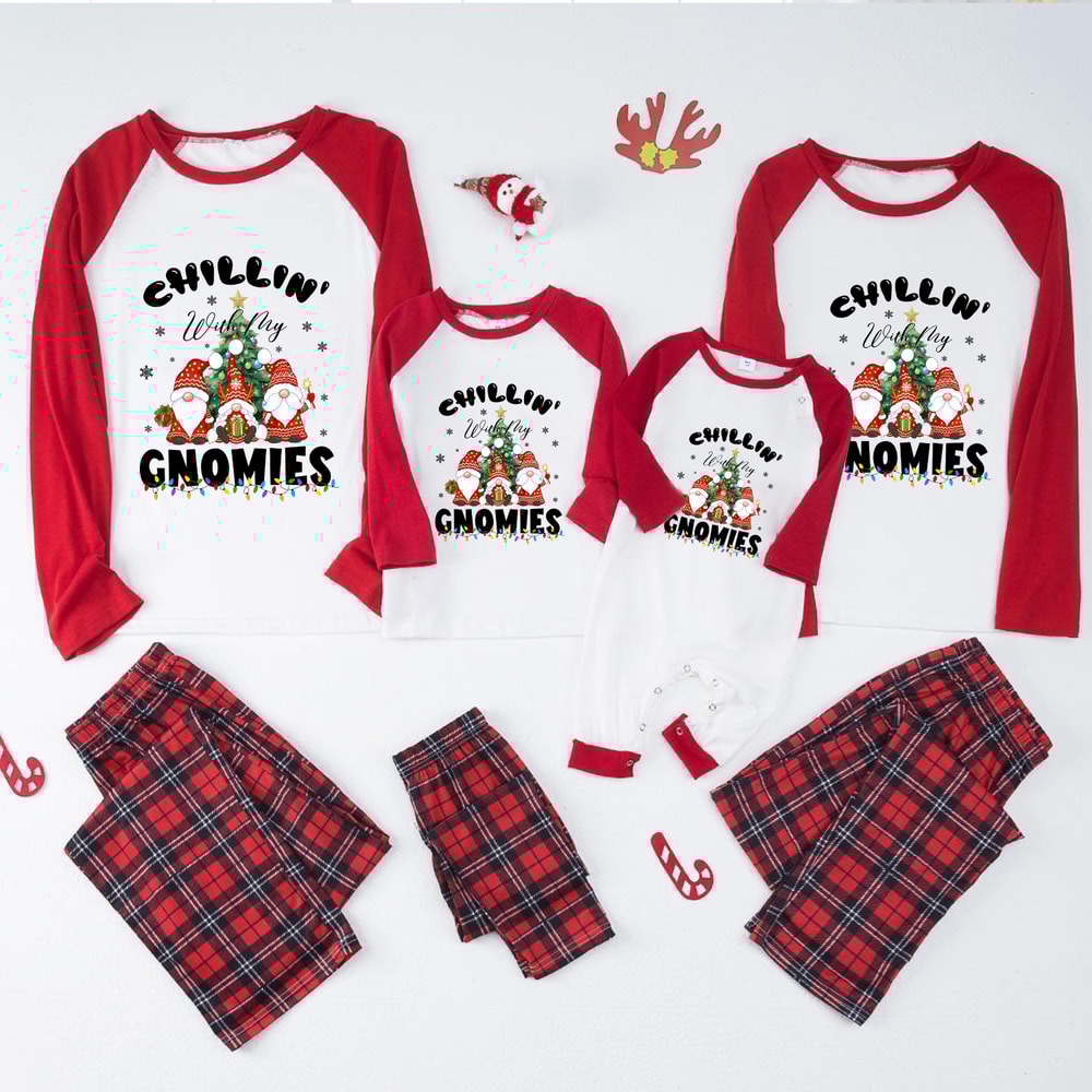Chillin With My Gnomies Santa Christmas Matching Family PJs