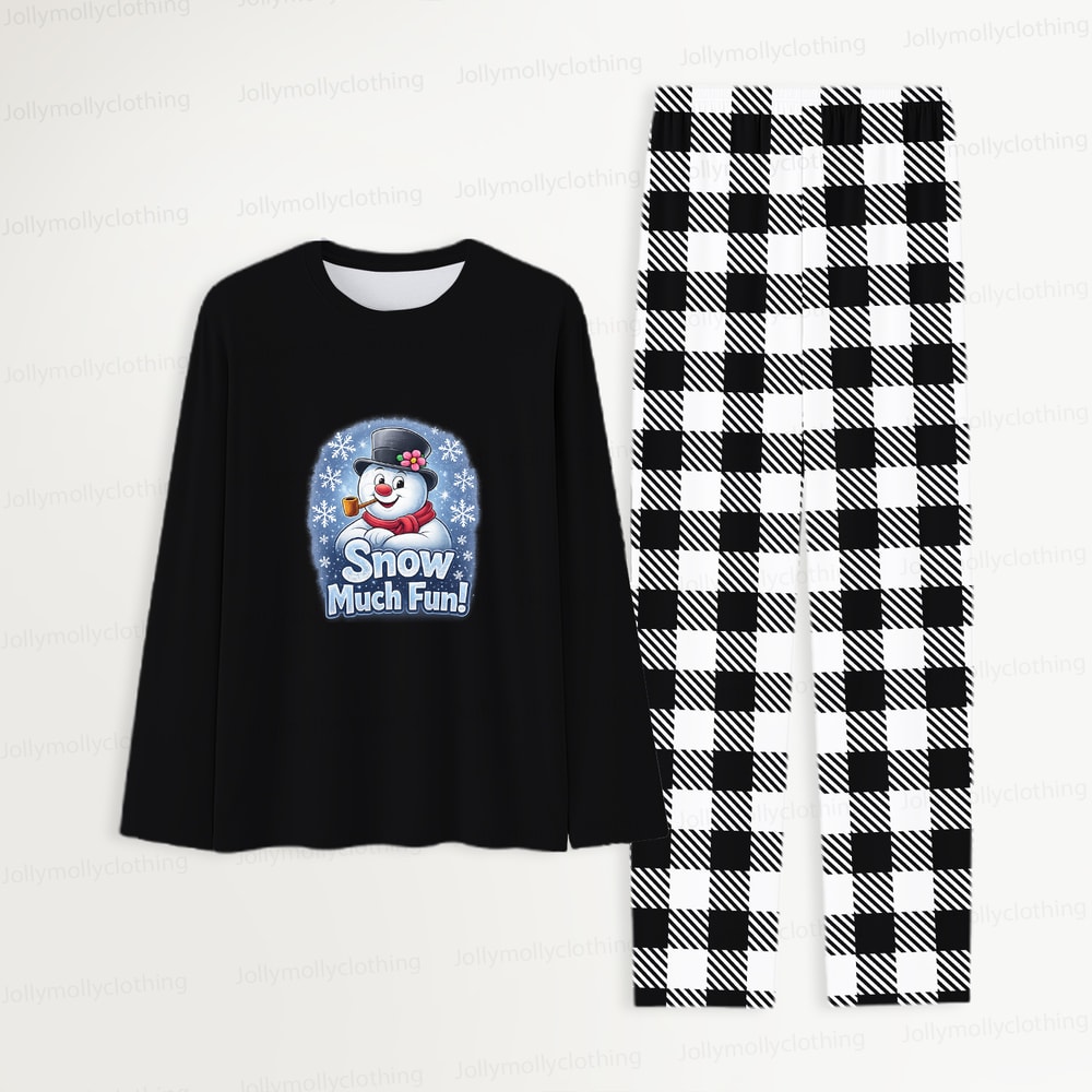 Snow Much Fun Snowman Holiday Matching Pajamas for Families and Pets