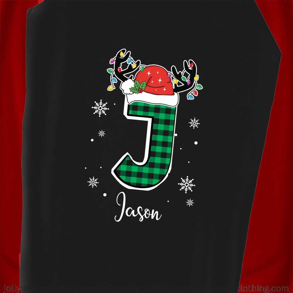 Custom Family Christmas PJs Matching Red Plaid Reindeer Monogram