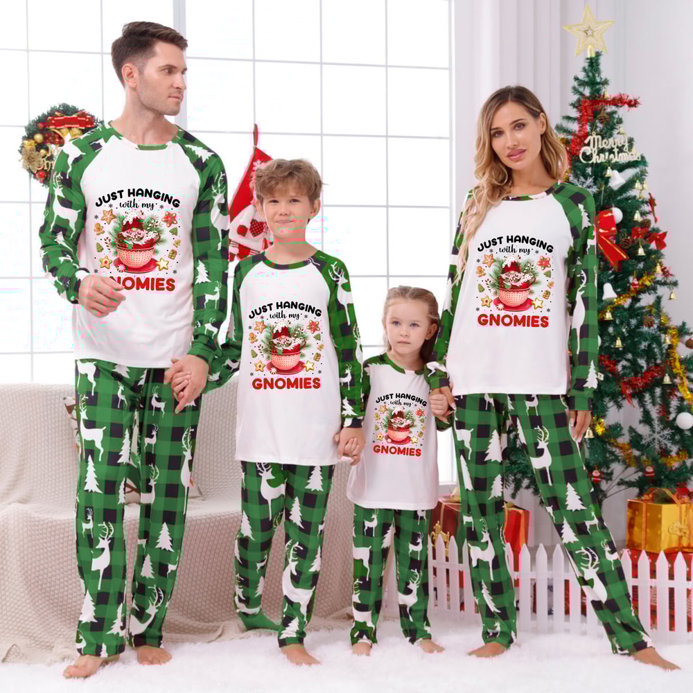 Just Hanging With My Gnomies Christmas Matching Pajamas Set