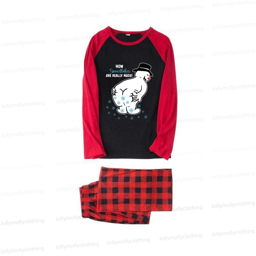 Funny Snowman Matching Family Christmas Pajama Set Red Plaid Holiday Sleepwear
