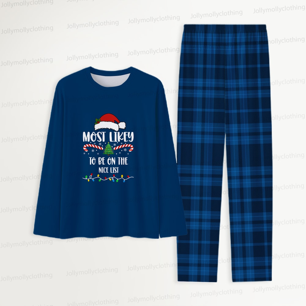 Christmas Quote Blue Matching Pajamas for the Whole Family