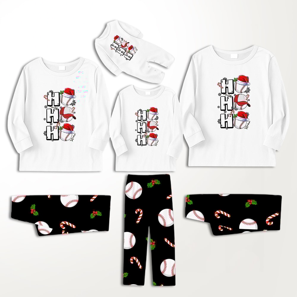 Ho Ho Ho Baseball Family Matching Christmas Pajamas