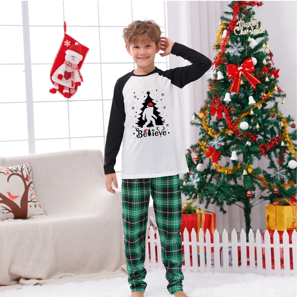 Believe Bigfoot Family Matching Christmas Pajamas 
