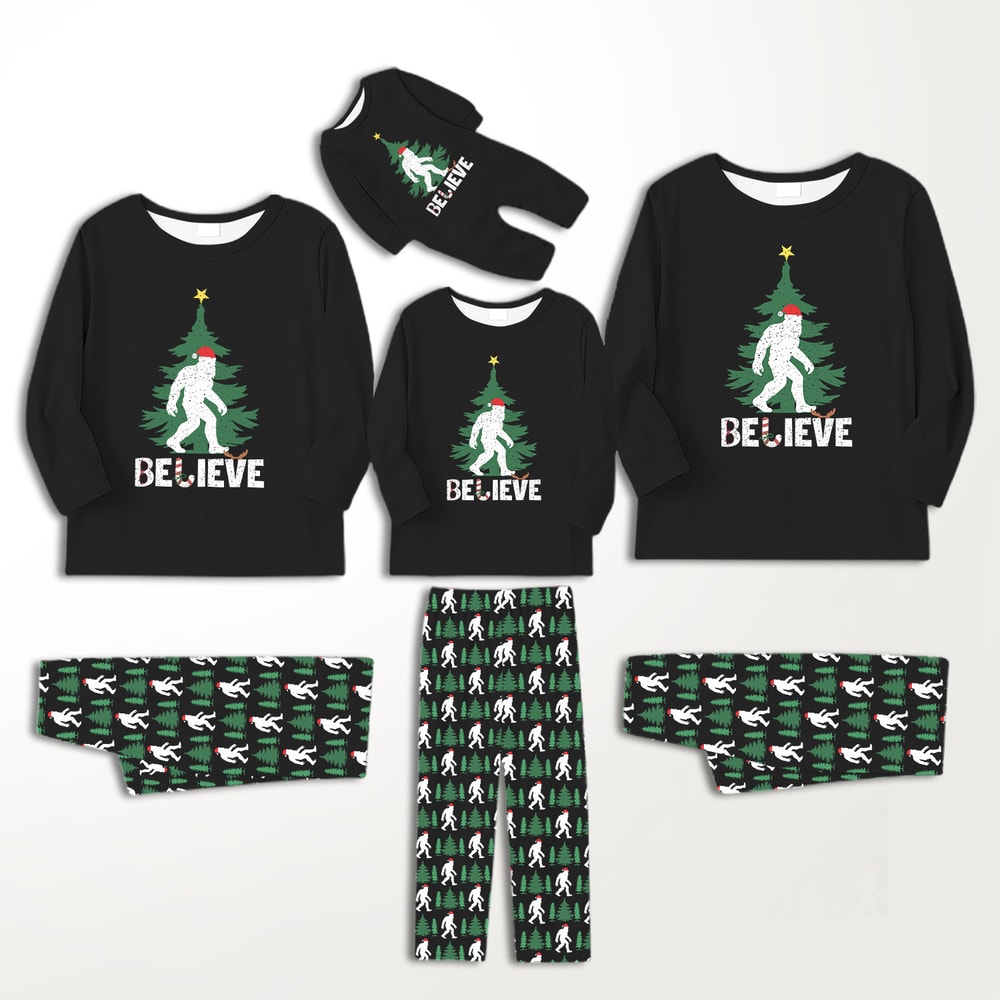 Bigfoot Believe Family Matching Christmas Pajamas