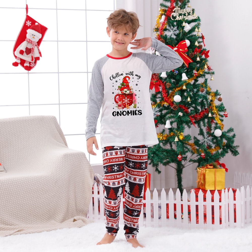 Chillin With Gnomies Christmas PJs Gray