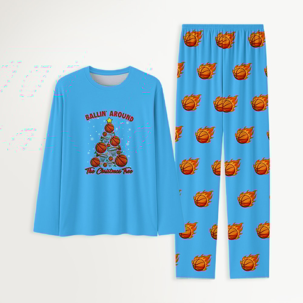 Basketball Family Christmas Pajamas Matching PJs for Men Women Kids and Dog Copy