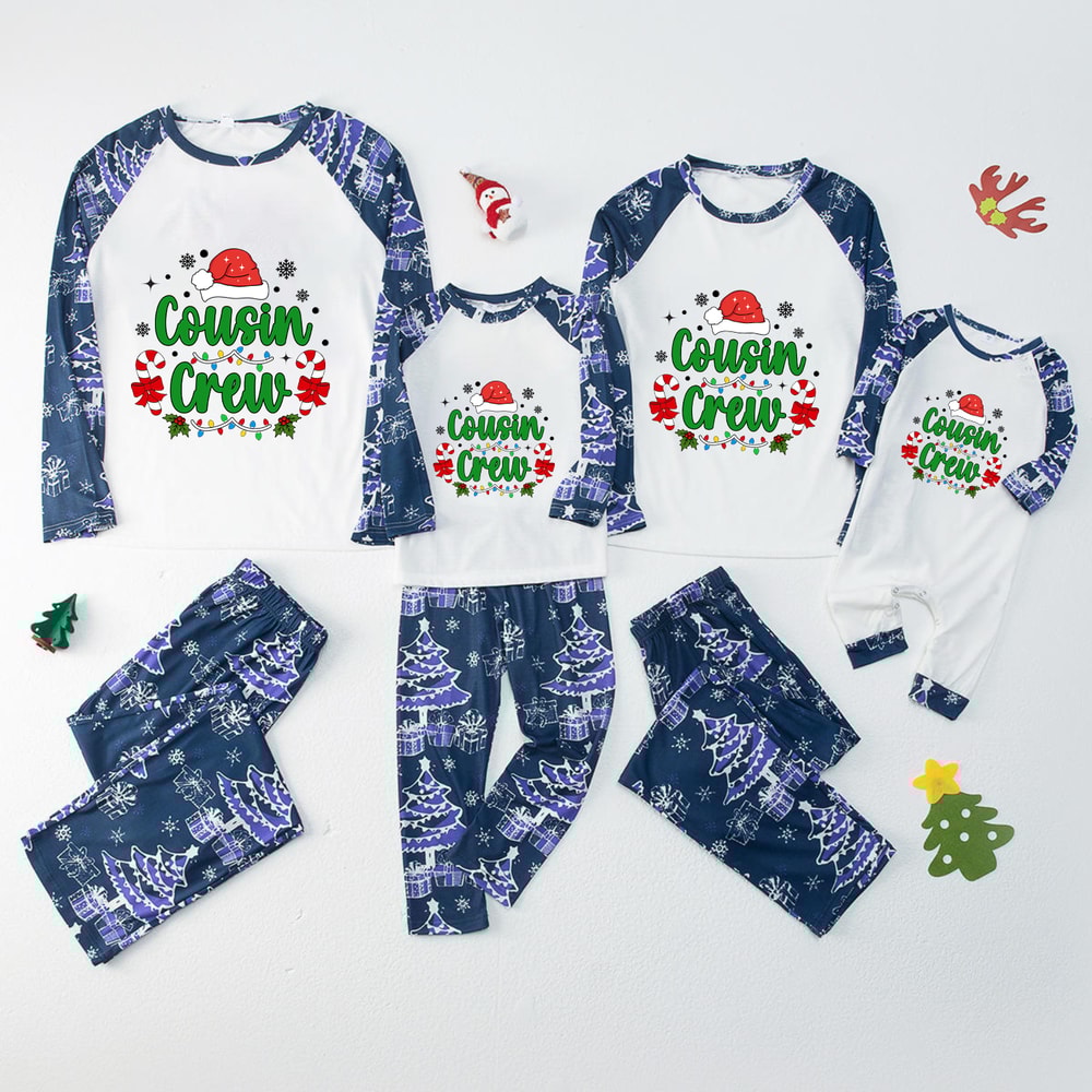 Blue Cousin Crew Christmas Pajamas Matching Family Set