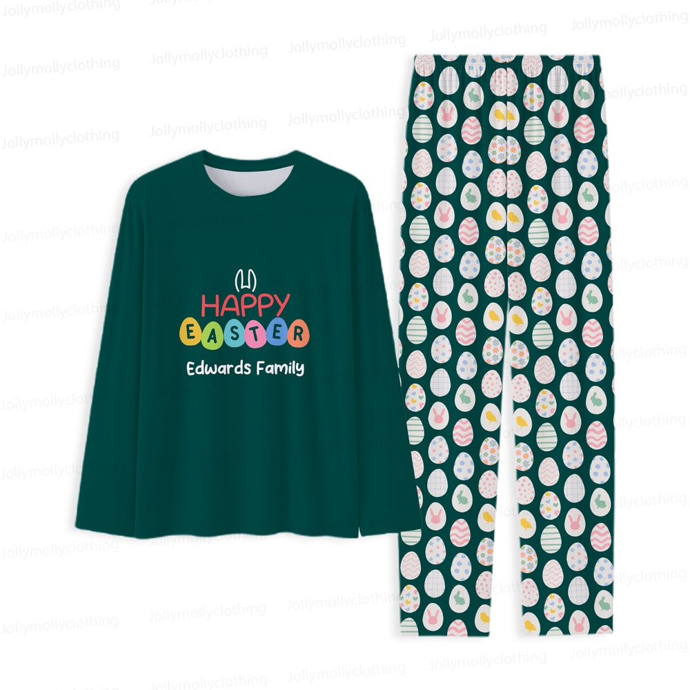 Matching Family and Pet Easter Pajamas Personalized Name Green Set