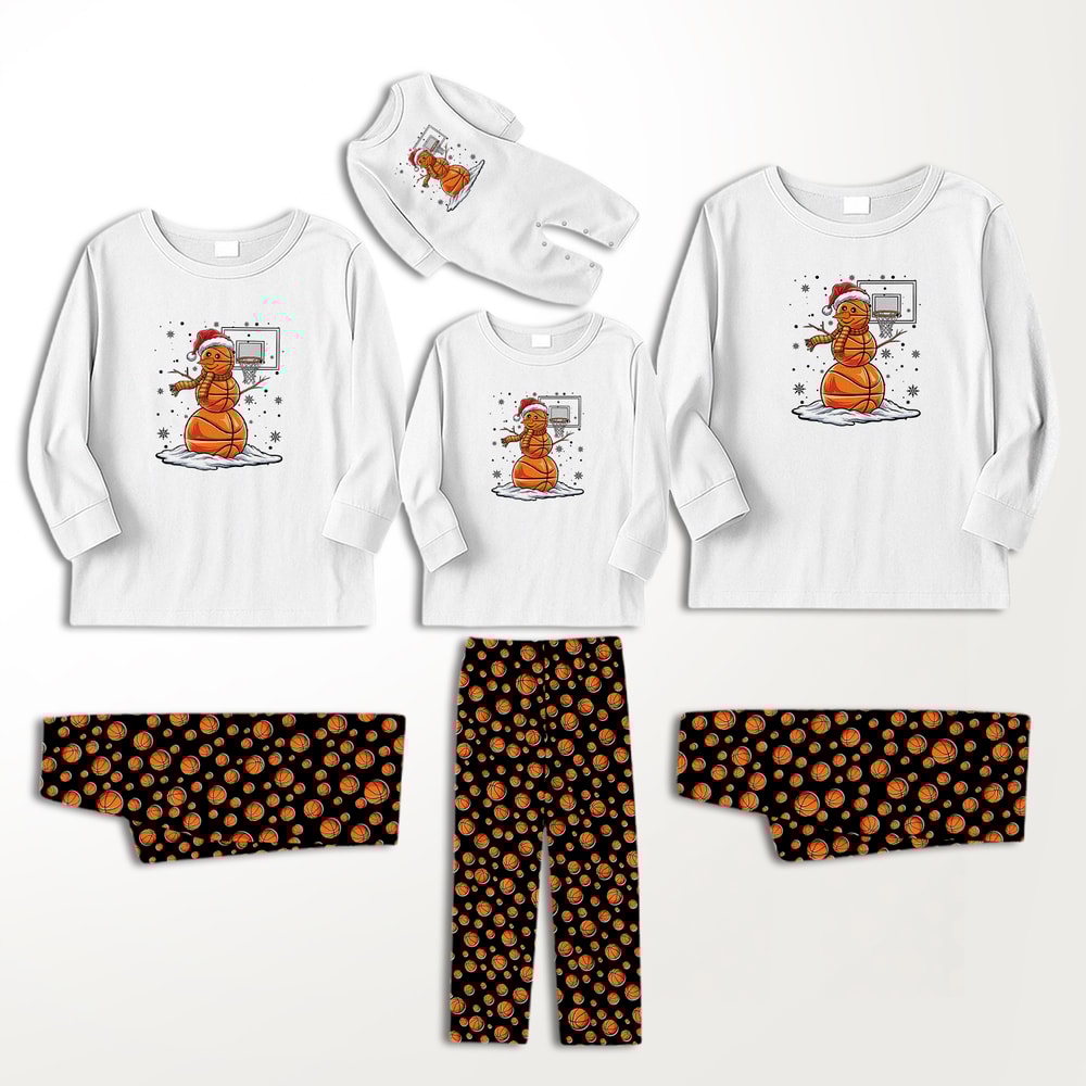 Basketball Snowman Family Matching Christmas Pajamas Set