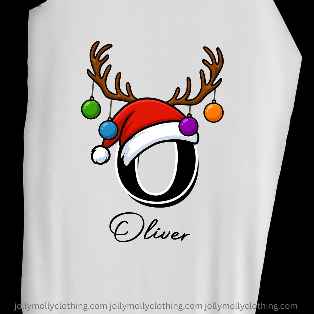 Monogram Custom Name Santa Hat Reindeer Christmas Family