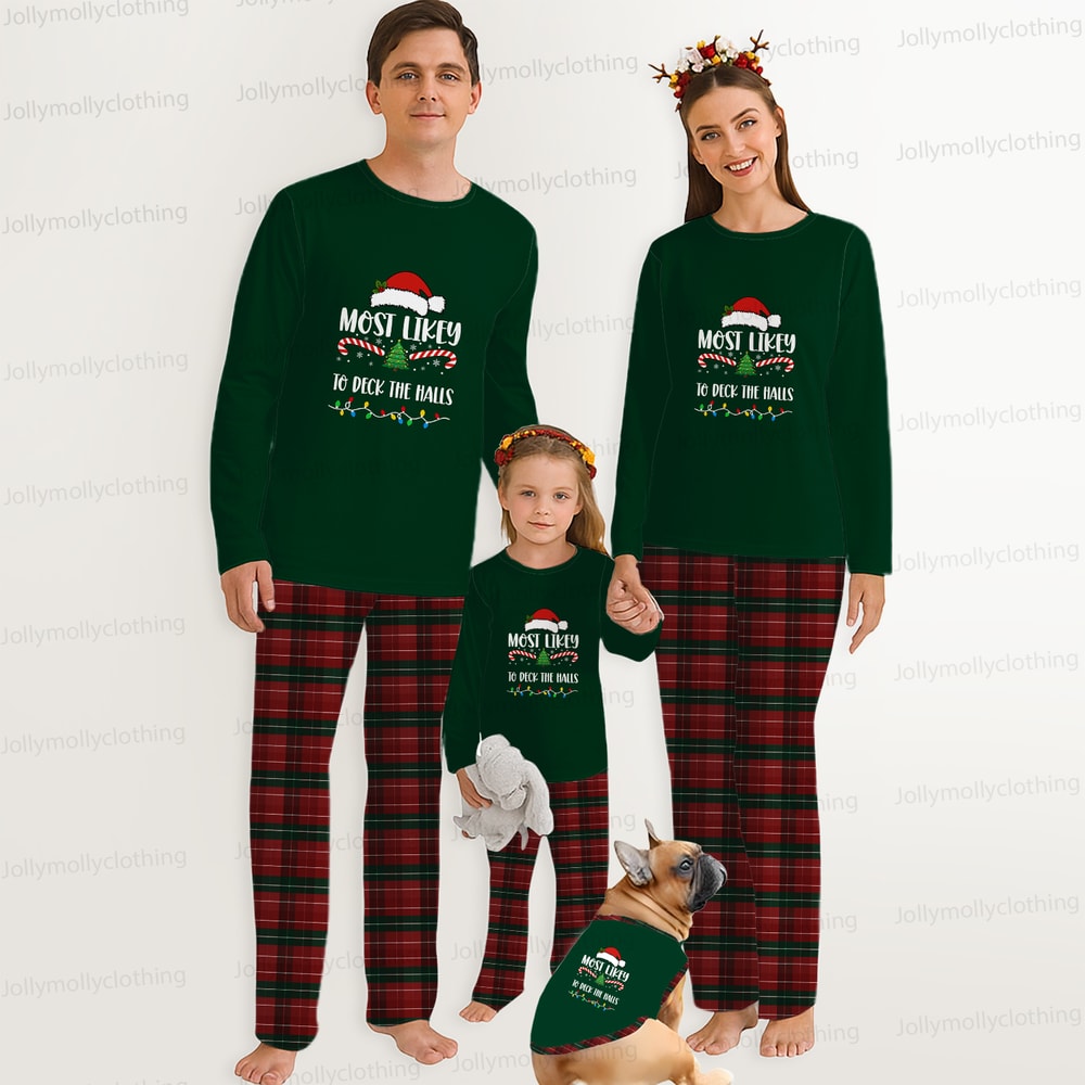 Personalized Christmas Most Likely to Funny Quotes Matching Pajamas 