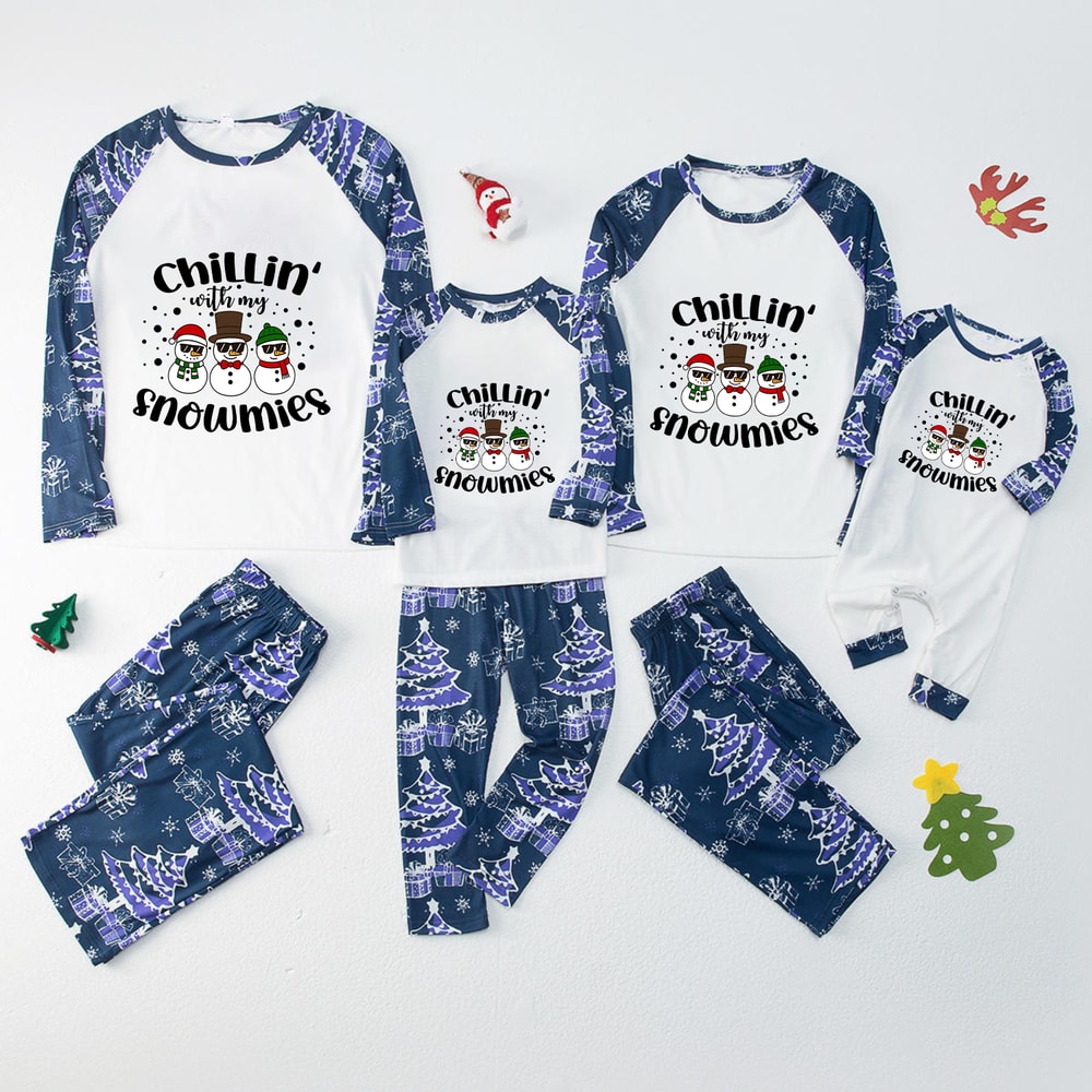 Chillin With My Snowmies Holiday Family PJs Matching Set