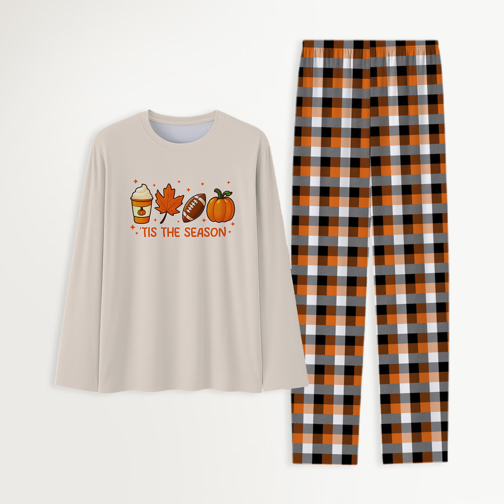 Tis The Season Thanksgiving Football Family Pajamas 