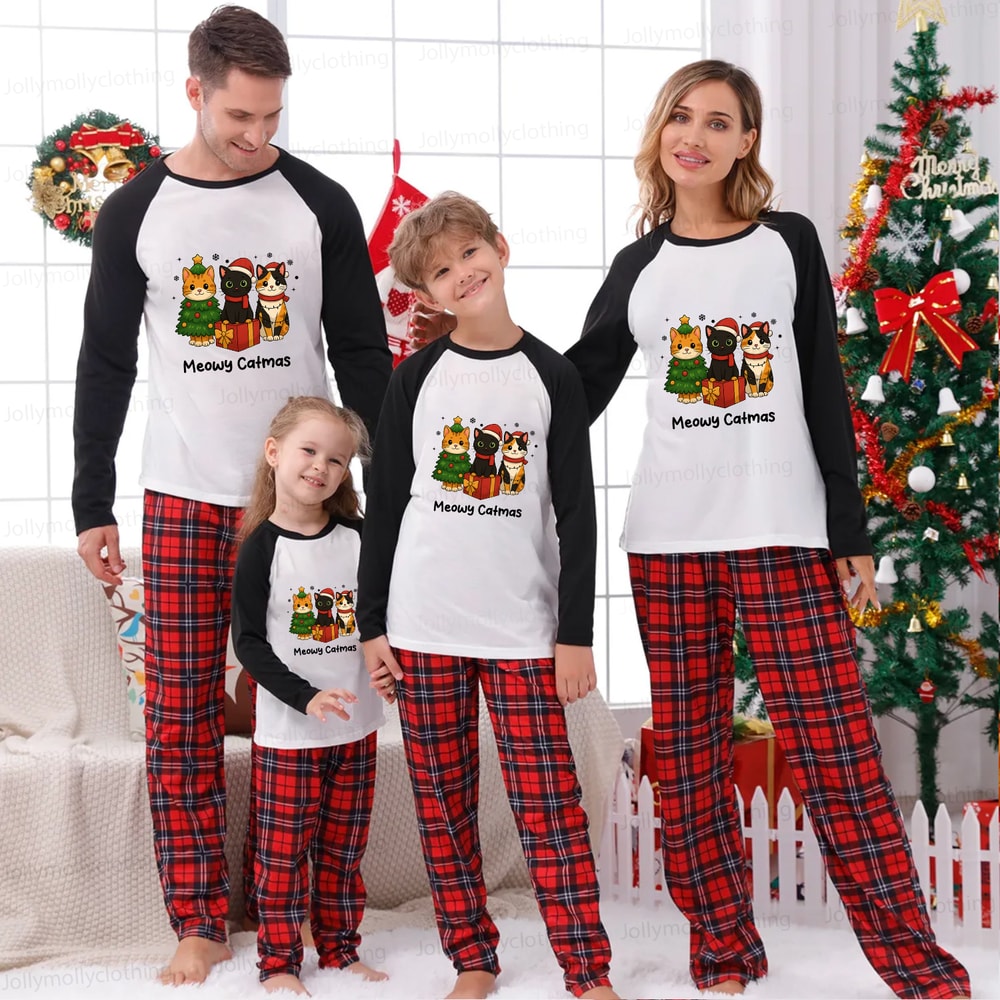 Meowy Catmas Christmas Matching Family Pajamas