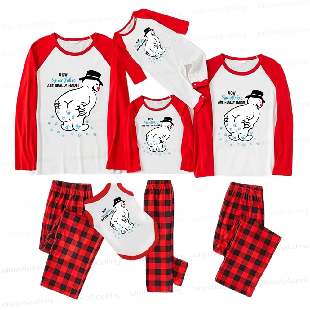 How Snowflakes Are Really Made Funny Snowman Matching Family Christmas Pajama Set