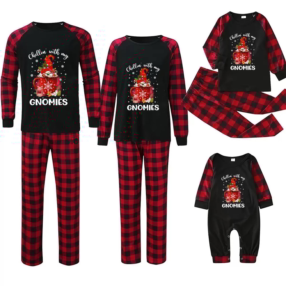 Chillin With My Gnomies Hot Cocoa Christmas Family Matching Pajamas