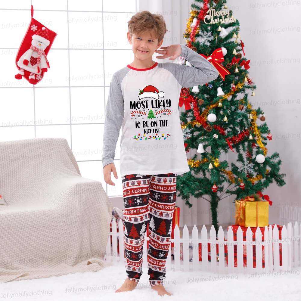Most Likely to Custom Text Christmas Family Matching Pajamas