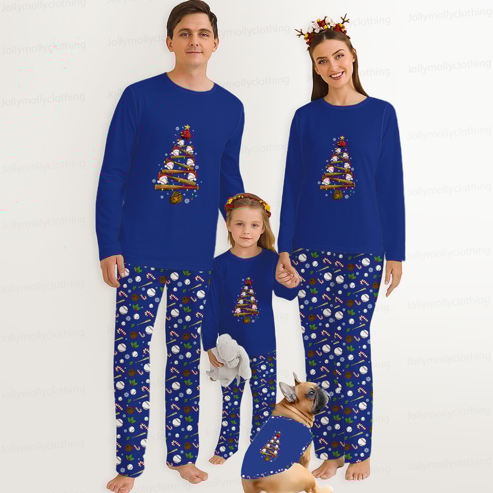Baseball Christmas Tree Family Matching Pajama Set