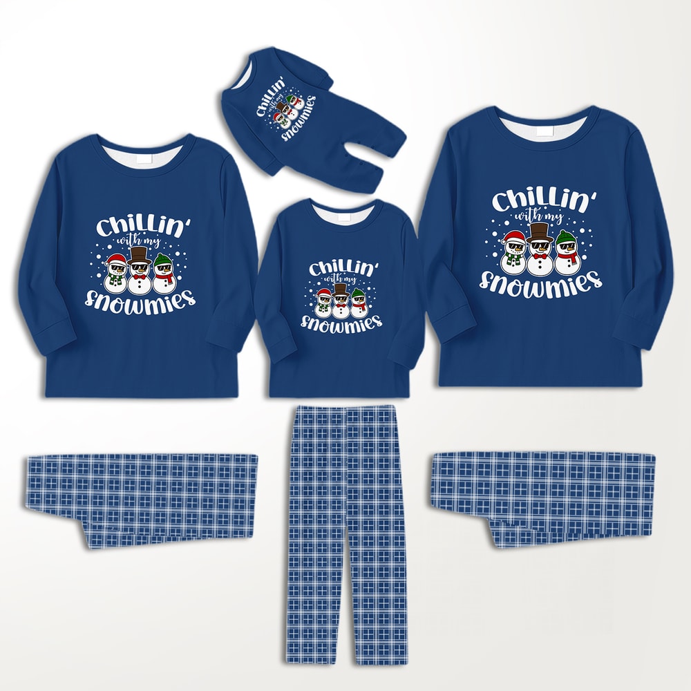 Winter Snowman Loungewear Family  Christmas Matching Set Navy