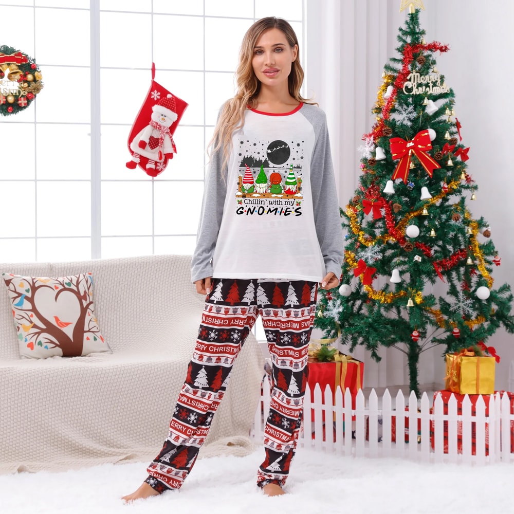 Gray Night Sky Gnomes Matching Family Christmas Pajamas