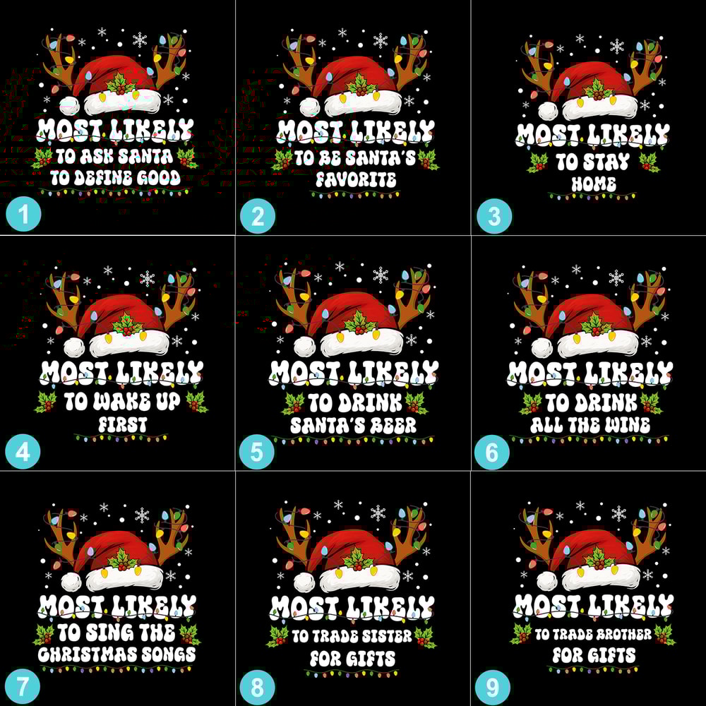 Funny Christmas Quotes Most Likely To Family Matching Pajamas