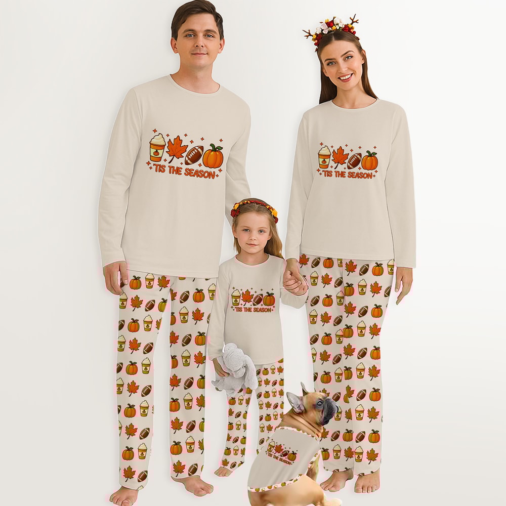 Tis The Season Football Thanksgiving Matching Family Pajamas