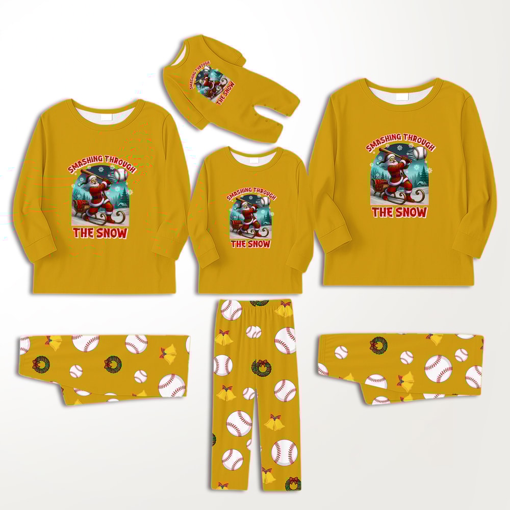 Smashing Through the Snow Baseball Family Matching Christmas Pajamas