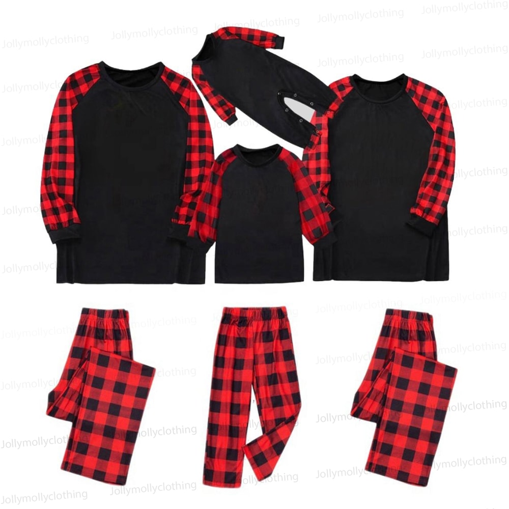 Personalized AI Generated Matching Family Christmas Pajamas Red Plaid